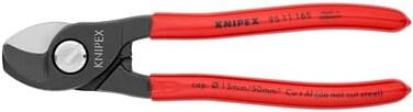 KNIPEX Cable Shears, 6-1/2 In L, 1/0 AWG, Red