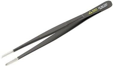 Wiha 44520 Tweezers, ESD Safe, Universal Blunt Tip Serrated
