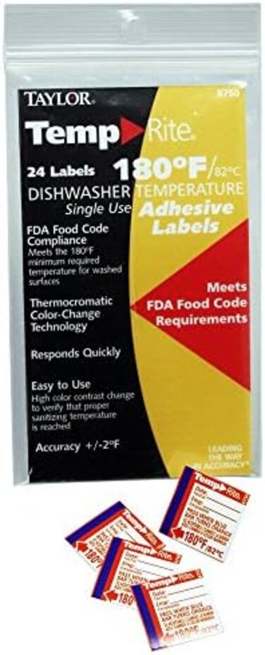 Taylor 8750 TempRite 180&deg;F Dishwasher Test Labels - 24 / PK