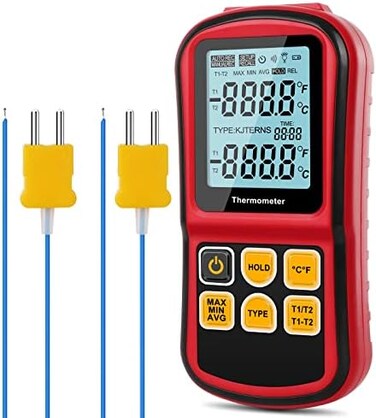 Leaton Digital Thermocouple Thermometer Dual-Channel LCD Backlight Temperature Meter Tester for K/J/T/E/R/S/N Great