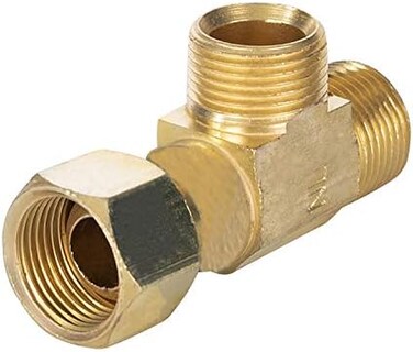 Midline Valve 73338-OM Add On Tee Fitting, Split Supply Line Outlet 3/8 in. FIP COMP x MIP x Male Brass, 3/8 in. x 3/8