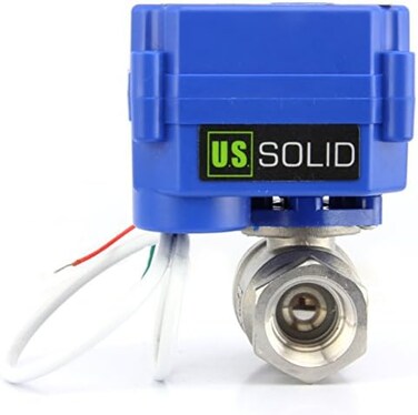U.S. Solid Motorized Ball Valve- 1/4" Stainless Steel Ball Valve with Full Port, 9-24V AC/DC and 2 Wire Auto Return Setup