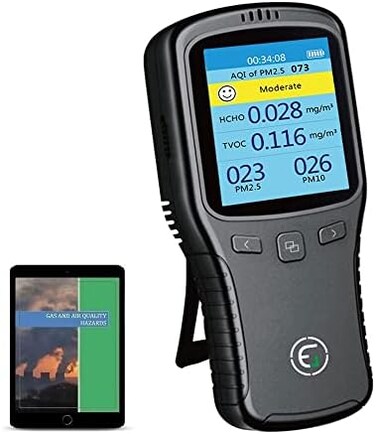 EG Air Quality Monitor, Formaldehyde Detector, Pollution Meter, Sensor, Tester; Detect &amp; Test Indoor Pollution, TVOC Volatile Organic Compound Gas, PM2.5 2.5 Micron Particulate Matter Dust; eBook