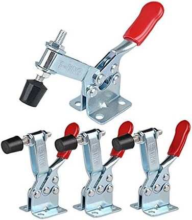 E-TING 4Pcs Hand Tool Toggle Clamp 201B Antislip Red Horizontal Clamp 201-B Quick Release Tool