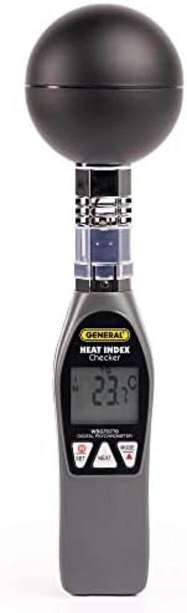 General Tools WBGT8778 Deluxe Heat Index Monitor with Wet Bulb Globe Temperature, 75mm Black Ball