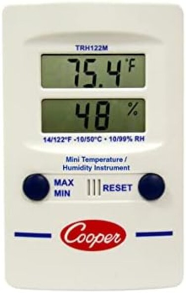 Cooper-Atkins TRH122M-0-8 Digital Mini Temperature/Humidity Dual-Display Wall Thermometer, 14/122 F Temperature Range