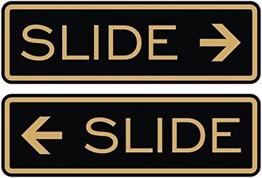 All Quality Classic Slide Door Sign - Black/Gold - Small