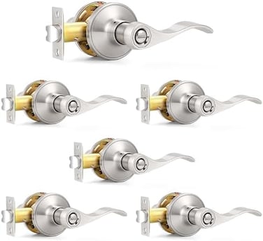 قفل للباب للخصوصية من نيكل ساتان من بروسيرو، 6 قطع