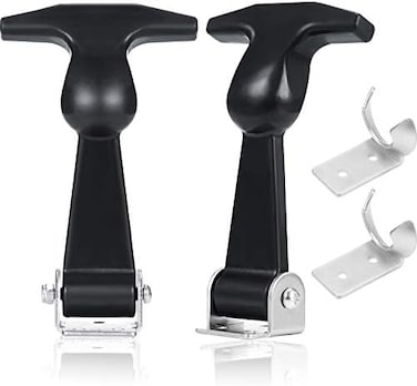 Mudder 2 Packs Elastic Stainless Steel Rubber Hood Catch Flexible T-Handle Hasp Rubber Flexible Draw Latches with Brackets for Tool Box, Vehicle Engine, Hood