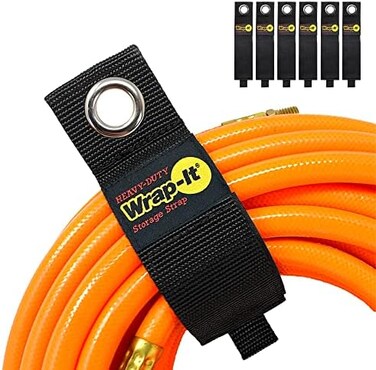 Wrap-It Storage Heavy-Duty Straps, 17-inch (6 Pack) - Hook and Loop Extension Cord Organizer Hanger, Cord Wrap Keeper, Cable Straps for Cords, Hoses, Rope, RV, Boat and Garage and Organization