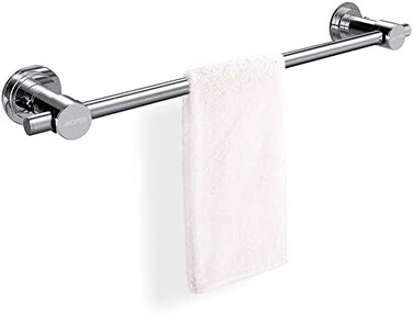 BOPAI 24 inch Vacuum Suction Cup Towel Bar,Removeable Shower Mat Rod Shower Door Adhesive Towel Bar Suction Towel Rack,Premium Chrome
