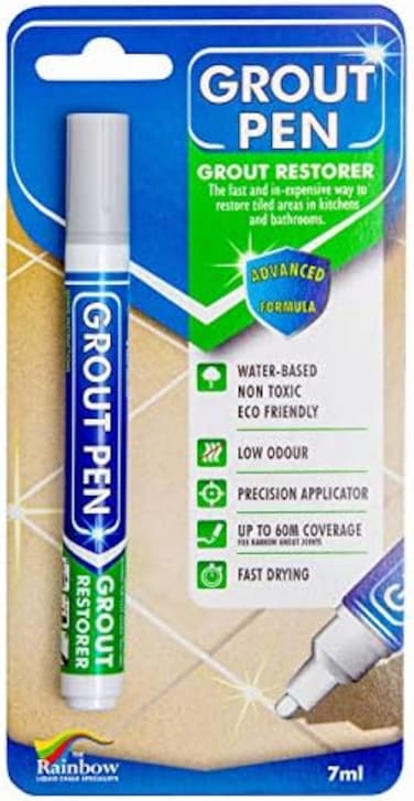 Rainbow Chalk Markers Limited Grout Pen - Designed for restoring tile grout in bathrooms &amp; kitchens (Light Grey)