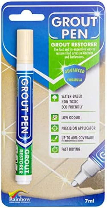 Rainbow Chalk Markers Limited Grout Pen - Designed for restoring tile grout in bathrooms &amp; kitchens (Cream)