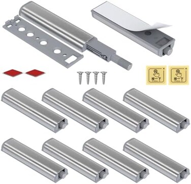 Jiayi Push to Open Magnet Push Door Cupboard Set of 10 Push Open Doors, Magnetic Push Lock for Drawer Magnet Closure System Press to Open and Close the Cabinet Door