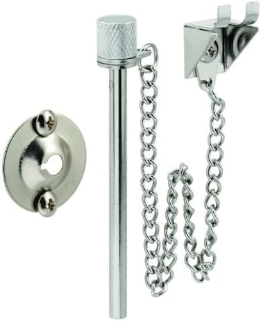 Defender Security U 9858 Sliding Patio Door Pin, 3/16 In. x 2-5/8 In., Steel Pin and Retaining Ring, Chrome Plated Finish (Single Pack)