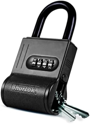 ShurLok SL-200W 4 Dial Numbered Key Storage Combination Lock Box, Black