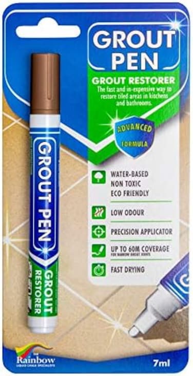 Rainbow Chalk Markers Limited Grout Pen - Designed for Restoring Tile Grout in bathrooms &amp; Kitchens (Brown)