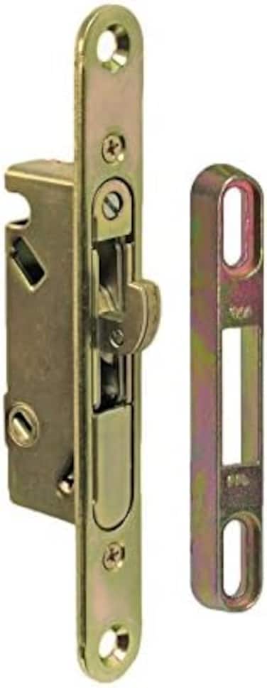 FPL #3-45-S Sliding Glass Door Replacement Mortise Lock with Adapter Plate 5-3/8&acirc;&euro; Screw Holes 45 Degree Keyway- YZD Plating