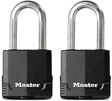 ماستر لوك قفل ماغنوم شديد التحمل مع مفتاح، عبوتان مشابهان للمفاتيح، لون اسود، M515XTLH