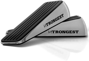 STRONGEST HOME Strongest Door Stopper, Heavy Duty Door Stop Wedge Made of Premium Quality Zinc and Rubber Suits Any Door, Any Floor. Set of 2 Plus Bonus Self Adhesive Wall Protectors