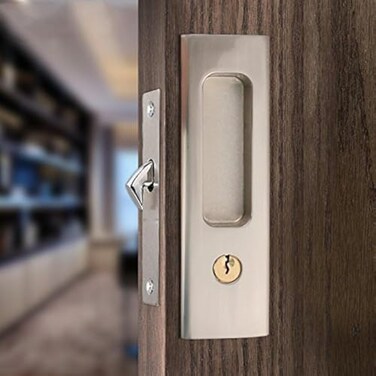 CCJH Invisible Barn Door Locks Handle with 3 Keys for Sliding Barn Wooden Door Furniture Hardware (Silver)