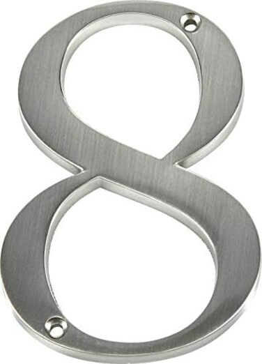 Hillman Distinctions by Hillman 843328 4-Inch Brushed Nickel Flush-Mount House Number 8