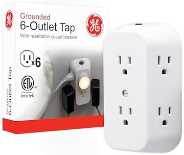 Ge(R) 56575 6-Outlet Grounded Wall Tap With Transformer/Resettable Circuit