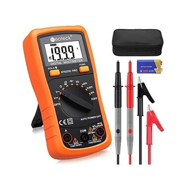 Neoteck Auto Ranging Digital Multimeter AC/DC Voltage Current Ohm Capacitance Frequency Diode Transistor Audible Continuity, Multi Tester with Backlit LCD