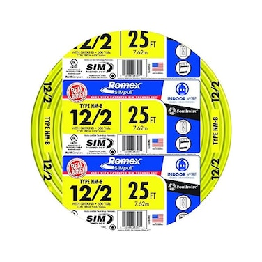 Southwire 28828221 12/2WG NMB Wire 25-Foot 25 ft yellow 28828221 1
