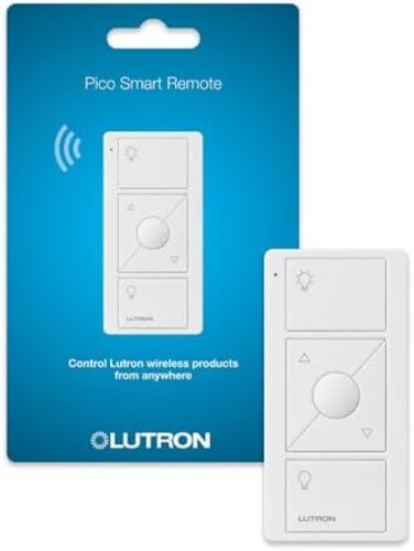 Lutron Caseta Smart Lighting Pico Remote, For Wireless Light Bulbs and Lamps, Works w/Alexa, Apple Homekit, Google Home (Hub Required), 3-Way, Batteries Included, PJ2-3BRL-WH-L01R, White