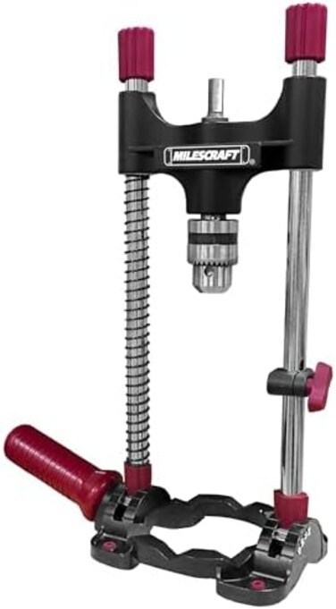 Milescraft 1318 Drillmate Portable Drill Guide - Multi-Angle Attachment Compatible With Most 3/8 In. Accessories Self-Centering Base Readouts