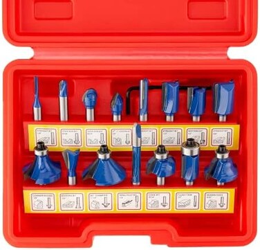 Hiltex 10100 Tungsten Carbide Router Bits   15-Piece Set
