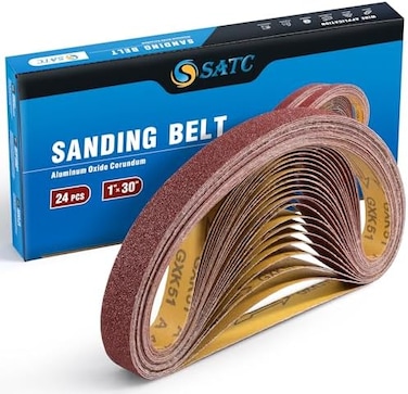 S SATC Sanding Belts 1&times;30-Inch Sanding belt Belt Sander Belt Sander Paper, (4 Each of 60, 80, 120,150,240,400 Grits) Aluminum Oxide 24PCS