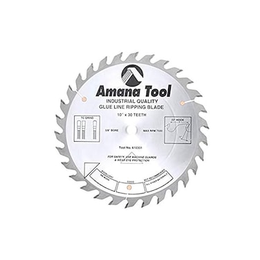 Amana Tool - 610301 Carbide Tipped Glue Line Ripping 10" Dia x 30T Tcg, 22 Deg, 5/8 BO