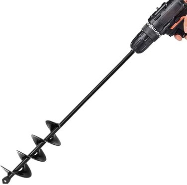TCBWFY Auger Drill Bit 1.8x14.6inch Garden Plant Flower Bulb Auger Rapid Planter Bulb &amp; Bedding Plant Auger for 3/8" Hex Drive Drill Earth Auger Drill Fence Post Umbrella Hole Digger
