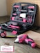Apollo Tools 135 Piece Household Pink Hand Tools Set with Pivoting Dual-Angle 3.6 V Lithium-Ion Cordless Screwdriver - DT0773N1