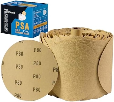 S SATC 100 PCS PSA Sanding Discs 6 Inch Adhesive Backed Sand Paper Sandpaper 80 Grit Sander Attachment for Drill Self Stick Aluminum Oxide Round Automotive Sanding Paper with Sticky Back