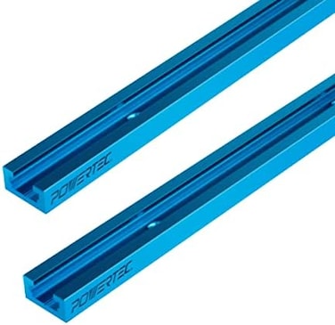 POWERTEC 71118 24 Inch Double-Cut Profile Universal T-Track with Predrilled Mounting Holes, 2 Pack, T Track for Woodworking Jigs and Fixtures, Drill Press Table, Router Table, Workbench