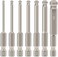 Toolcool 7pcs Metric Ball End Hex Screwdriver Bit Set 1/4 Inch Hex Shank Ball End Allen Driver bits Magnetic 65MM Length 2MM 2.5MM 3MM 4MM 5MM 6MM 8MM