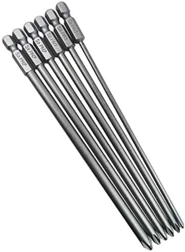 Wolfride 6Pcs 1/4 Inch Hex Shank Long Phillips Head Screwdriver Bits Set Magnetic Cross Head Screwdriver Bits   5.9-Inch Length