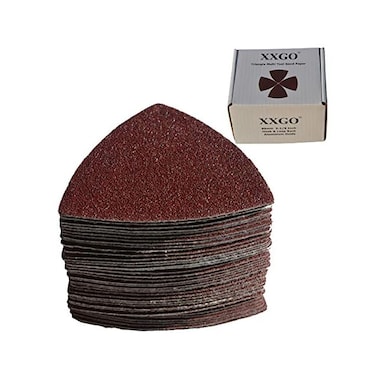 XXGO 55 Pcs Triangle 3-1/8 Inch 80mm 60/80/100/120/240 Grits Oscillating Multi Tool Sanding Paper No.XG5501
