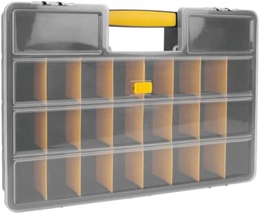 Performance Tool W54037 26 Adjustable Compartment Hardware Organizer Box With Dividers - Durable Plastic Screw Organizer For Nuts, Bolts, Screws, Nails, and Small Hardware