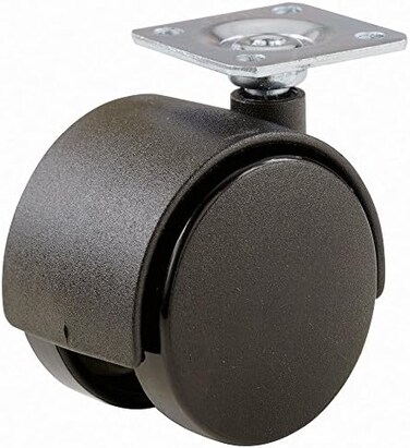 Shepherd Hardware 9417 2-Inch Office Chair Caster, Twin Wheel, 1-1/2-Inch Sq. Plate, 75lb Load Capacity, 2-Pack,Black