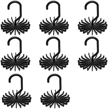 AUEAR, 8 Pack 360 Degree Rotating Scarf Hanger 20 Hooks Twirl Plastic Ties Hanger for Women Men Home Bedroom Supplies (Black)