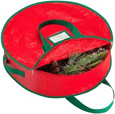Handy Laundry, Christmas Wreath Storage Bag - Durable, Tarp Material, Zipper, Sturdy Carry Handles, Pest Protection - Ideal Home, Garage Organization for Seasonal Holiday Wreath Decorations. (30")