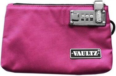 Vaultz Money Bag with Lock - 7 x 10 Inches, Men &amp; Women's Locking Accessories Pouch for Cash, Bank Deposits, Wallet, Medicine, Phone and Credit Cards - Pink
