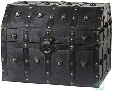 Vintiquewise Vintage Caribbean Pirate Chest, Vintage Black