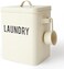 LA JOLIE MUSE (Cream) - Laundry Detergent Powder Storage Tin Box, 4 FREE Mesh Bags, Mothers Day Gifts for Laundry Room Decor, 23cm High, Cream