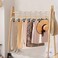 JS HANGER Natural Finish Wooden Pant Hangers with Anti-rust Hook and 2-Adjustable Clips, 5-Pack