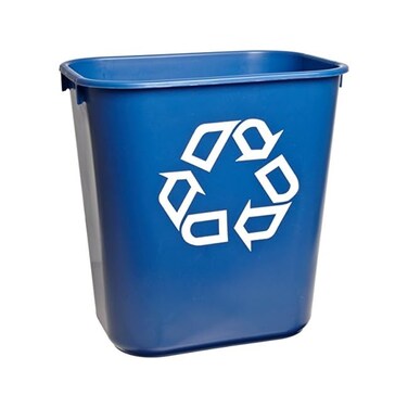 Rubbermaid Commercial Products FG295573BLUE Plastic Resin Deskside Recycling Can, 3.5 Gallon/13 Quart, Blue Recycling Symbol